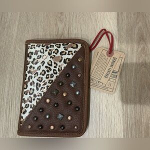 STS Ranchwear Brown Leopard Studded Wallet